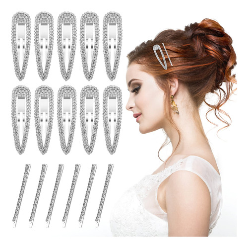 Aster 16 Piezas Rhinestone Pelo Pin Metal Snap Hair Pasadore