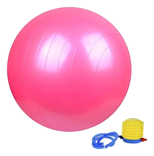 Pelota Balon Yoga 75 Cm Pilates Con Inflador Color Rosa Chicle