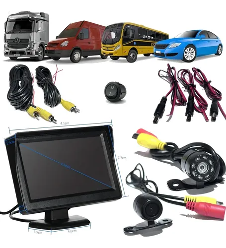 Monitor Lcd 4.3 Fp Câmera Ré Frontal Para Caminhão Ônibus
