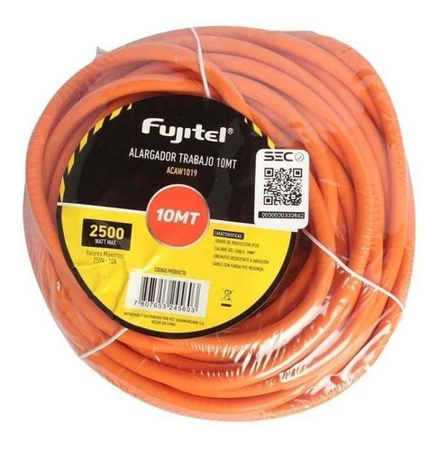 Cable Alargador Extension Electrico Trabajo Fujitel 10m