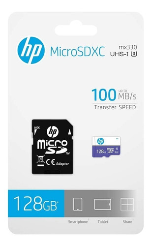 Hp Tarjeta Memoria 128 Gb Clase 10 Mx330 U3 Micro Sdxc Adapt