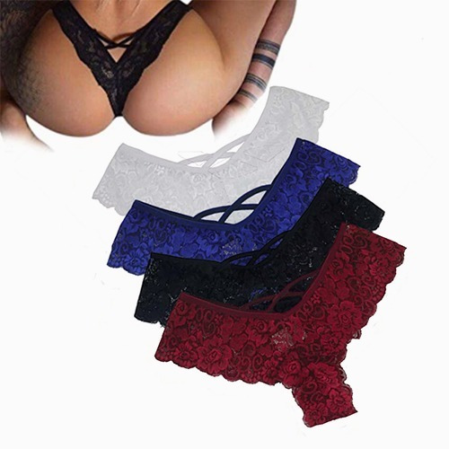 Paquete 4 Panty Bikini Señoras Tanga Cordón De Encaje Sexy 