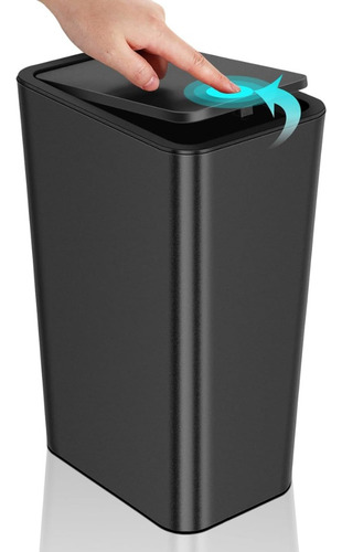 Set 3 Cubos De Basura Para Baño Con Tapa Emergente Color Negro