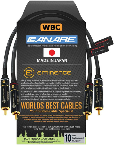 Imagen 1 de 7 de Cable Rca Canare Eminence Par Interconector Premium 30 Cm