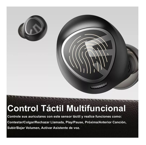 Imagen 4 de 6 de Auriculares in-ear gamer inalámbricos Soundpeats Free2 Classic negro con luz LED