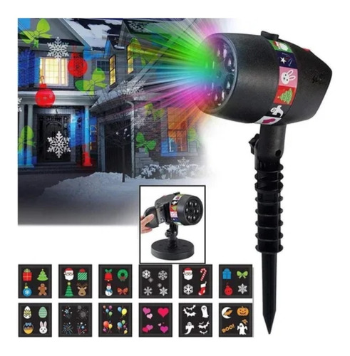 Proyector Luces Led Navidad Halloween Con 12 Tarjetas