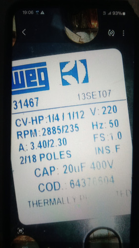 Motor D Lavarropas Electrolux Ew 500 Al 750 O Ewt 500 Al 750 (Usado)