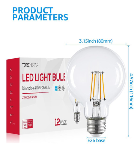 Bombillas G25 G25 Globo Bulbs Of 12 Packet Torchstar