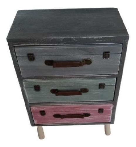 Mueble Velador Vintage Tipo Baul 3 Cajones / Runn