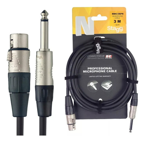 Cable Profesional Stagg Canon Plug 10 Metros Neutrik Rean 