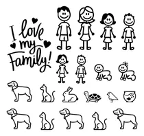 Comprar Stickers Para Autos Familia Mascotas Calcos Vinilo 30cm