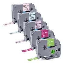 Comprar 5-pack Cinta De Etiquetas Compatible De Repuesto Para Brother P-touch Tze Tz Cinta Laminada De 12 Mm 0,47 Tze-mqg35 Mqp35 Mqf31 Mq531 Mqe31 Berry Pink \u002F Green \u002F Purple \u002F Blue \u002F Pink Para Ptd210