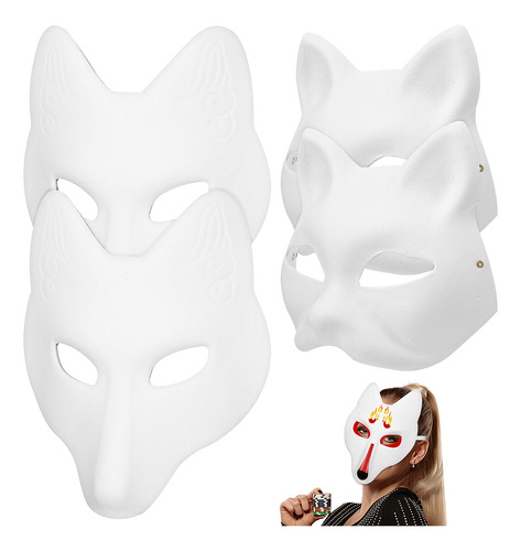 Paquete De 4 Máscaras De Animales De Papel Blanco Para Pinta