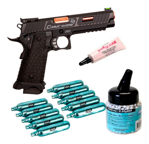 Imagen 1 de 10 de Combo Airsoft Pistola Asg Sti + Cartuchos Co2 + Balines 6mm