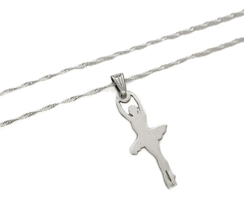 Cadena Y Dije Bailarina Ballet Clásico Danza Plata 925 Plateado 40 Cm
