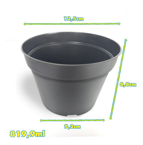 Vaso Pote 13 Rígido Plastico Plantar Flores Suculenta 300 Un Cor Preto Liso