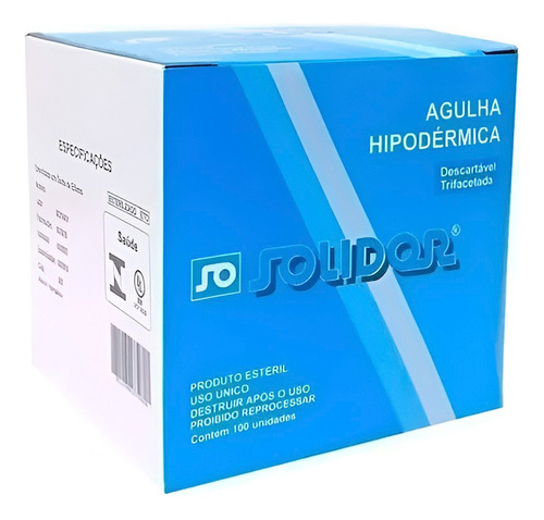 Agulha Descartável 20x0,55 24g 3/4 Caixa C/100 Uni - Solidor