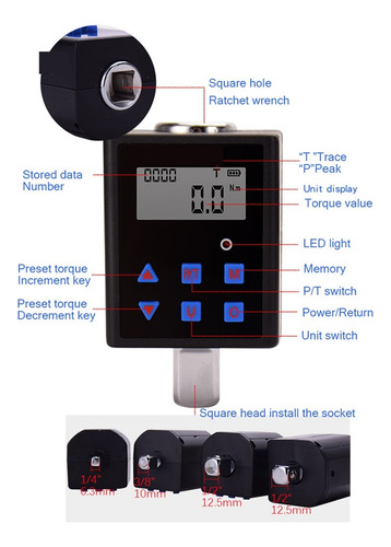 Medidor De Torque Digital De 3/8 1/4 1/2 , Probador De