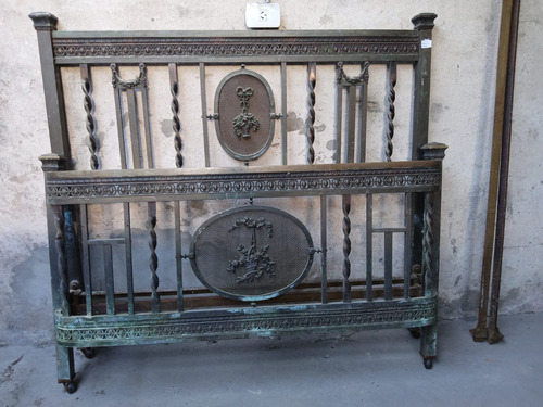 Cama Bronce Niquelado Dos Plazas Antigua Plateado Antiguo (Usado)