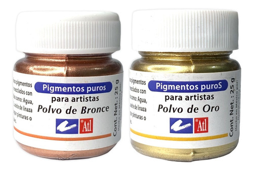 2 Pigmentos Puros Metalicos: 1 Polvo Oro Y 1 Bronce, 25g C/u
