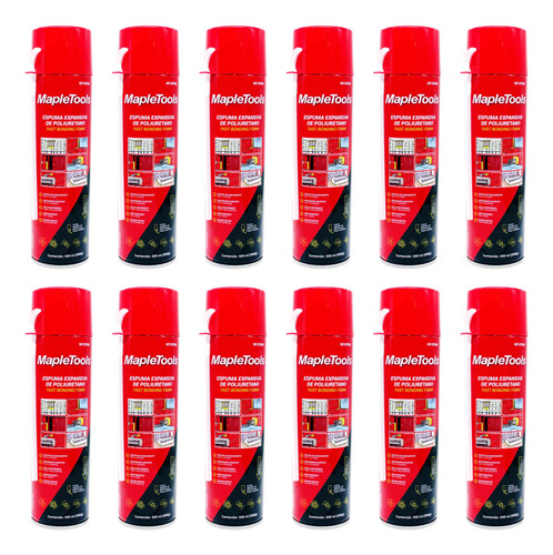 Espuma Expansiva De Poliuretano 500ml 12 Pzas Maple Tools