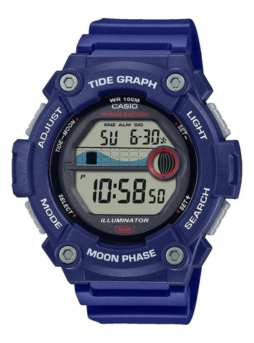 Reloj Casio Ws-1300h-2a Grafico De Mareas Fase Lunar Azul