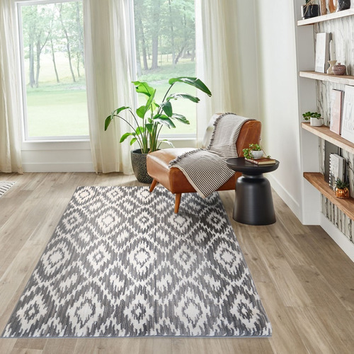 Alfombra Carpeta Moderna 160x250 Tipo Grizzly Esfumado Gris Diseño De La Tela Geométrico