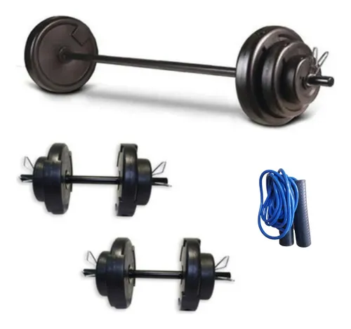 Kit Set Barra + 2 Mancuernas + Disco 24kg Pesa Entrenamiento