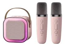 Comprar Mini Parlante Bluetooth 2 Microfonos Inalambrico Karaoke Rosa