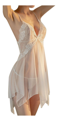A Vestido De Dormir Grande De Encaje Con Cuello En V For