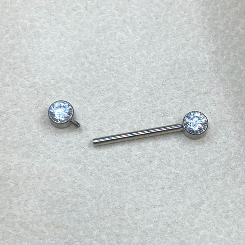 Piercing De Mamilo Zircônia Titânio Cor Prateado
