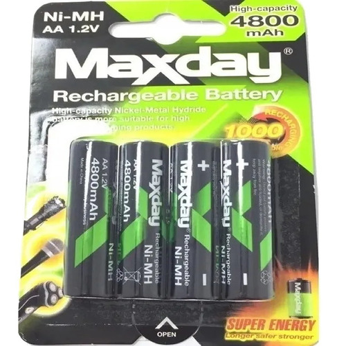 Imagem 1 de 2 de Kit 4 Super Pilha Rearregável Aa 1.2v 4800mah Ni-mh
