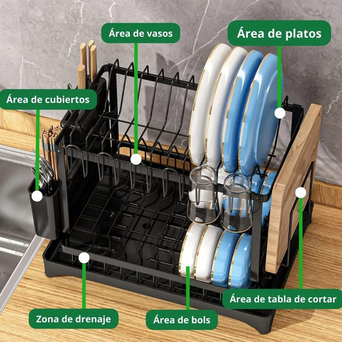 Escurridor Platos 2 Nivele Acero Inoxidable Secaplato Cocina