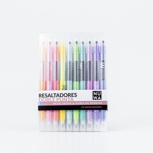 Resaltadores Nuwa Borrables Doble Punta X 10 Colores