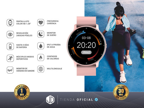 Smartwatch Reloj Inteligente Jd Andina Color Rosa Spo2 Cuota