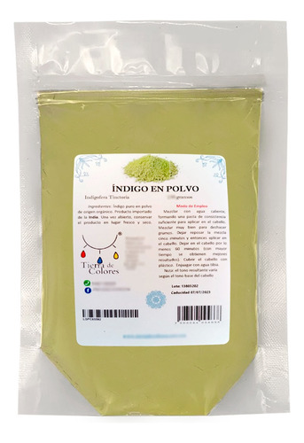  Indigo En Polvo Organico Natural 100g Tinte Tipo Henna Azul Tono Índigo Azul Obscuro