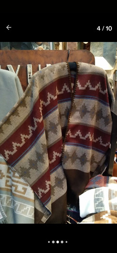 Ruana, Poncho De Alpaca Color Marron . Tuyunti Artesanias.