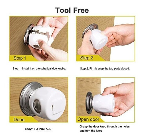 Imagen 5 de 7 de Seguros Cubierta De Seguridad Para Pomos De Puerta Para Niñ