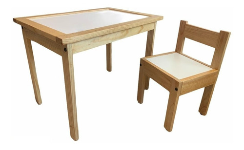 Mesa Infantil Junior Pizarron Didactica + 1 Silla Montessori