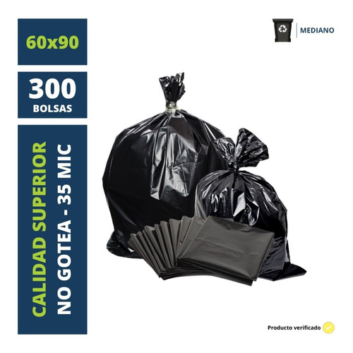 300 Bolsa De Residuo Consorcio Basura Negras Resisten 60x90
