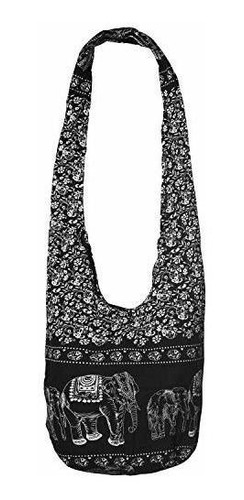 Hippie Elephant Sling Crossbody Bag Purse Thai Top Zip Hecho