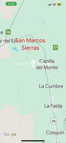 Lote Venta, San Marcos Sierra. 4 Cuadras Del Centro. Cordoba