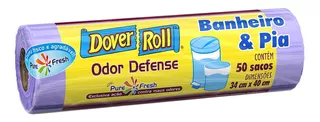 Saco de Lixo Banheiro e Pia Odor Defense Cor Lilás Dover Roll com 50 unidades