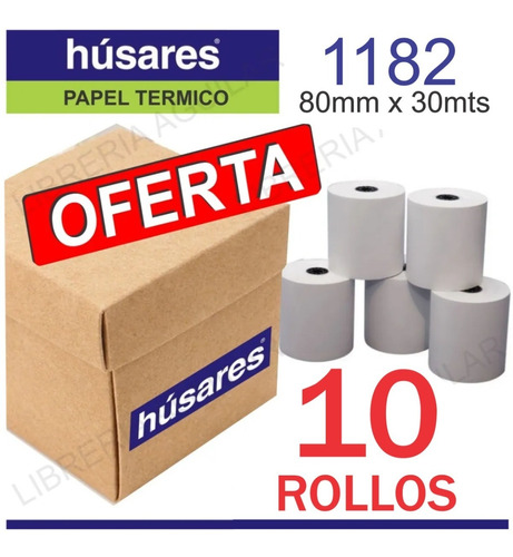 120 Rollos Papel Husares Termico 1182 80mmx45mts Ex1180 Cuot