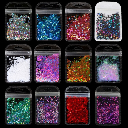 12 Colores Brillo Holográfico Resina Epoxi Rstar Mariposa M