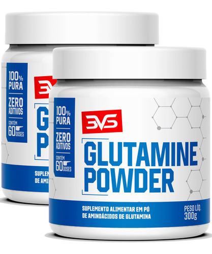 2 Unidades Da Glutamina 100% Pura Powder 300g - Fórmula Avançada Com Insumos Importados E 5g De Glutamina Por Dose