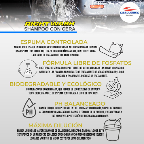 Shampu Automotriz Con Cera Marflo Right Whash 400 Ml