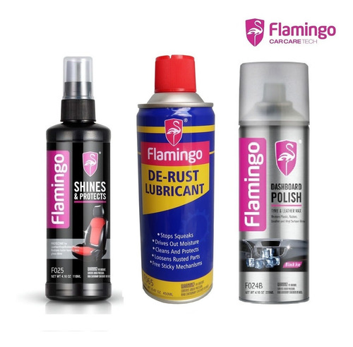 Combo Abrillantador + Silicone + Lubricante De-rust Flamingo