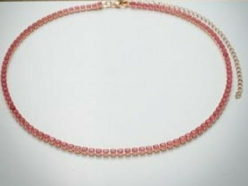 Colar Gargantilha Choker Rosé Banhada A Ouro Com Pedras