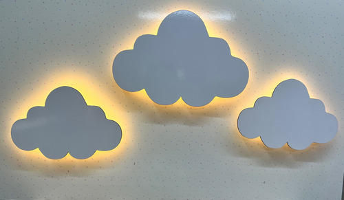 Kit Com 3 Pcs De Nuvem Com Led Luminária Quarto De Bebe
